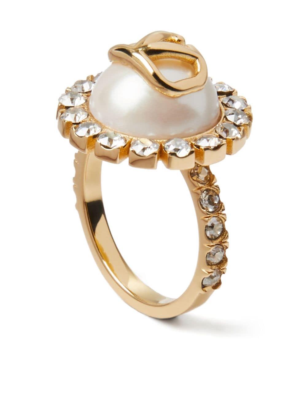 Shop Valentino Vlogo Signature Crystal Ring In Gold