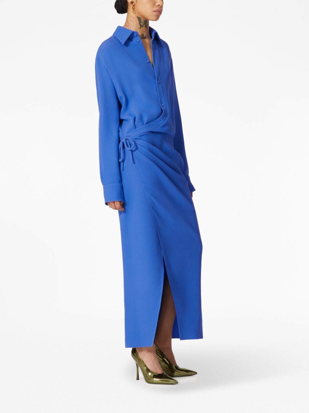 Valentino Garavani wrap-skirt silk dress - Blauw