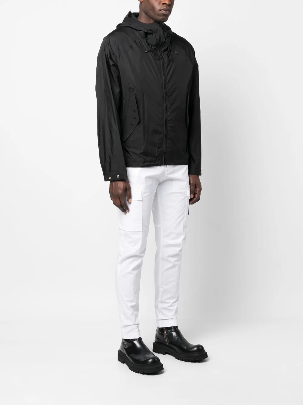 Ten C Hooded Lightweight Jacket In Black
