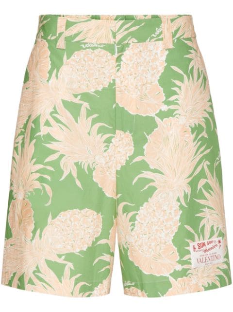 Valentino Garavani Pineapple-print cotton bermuda shorts