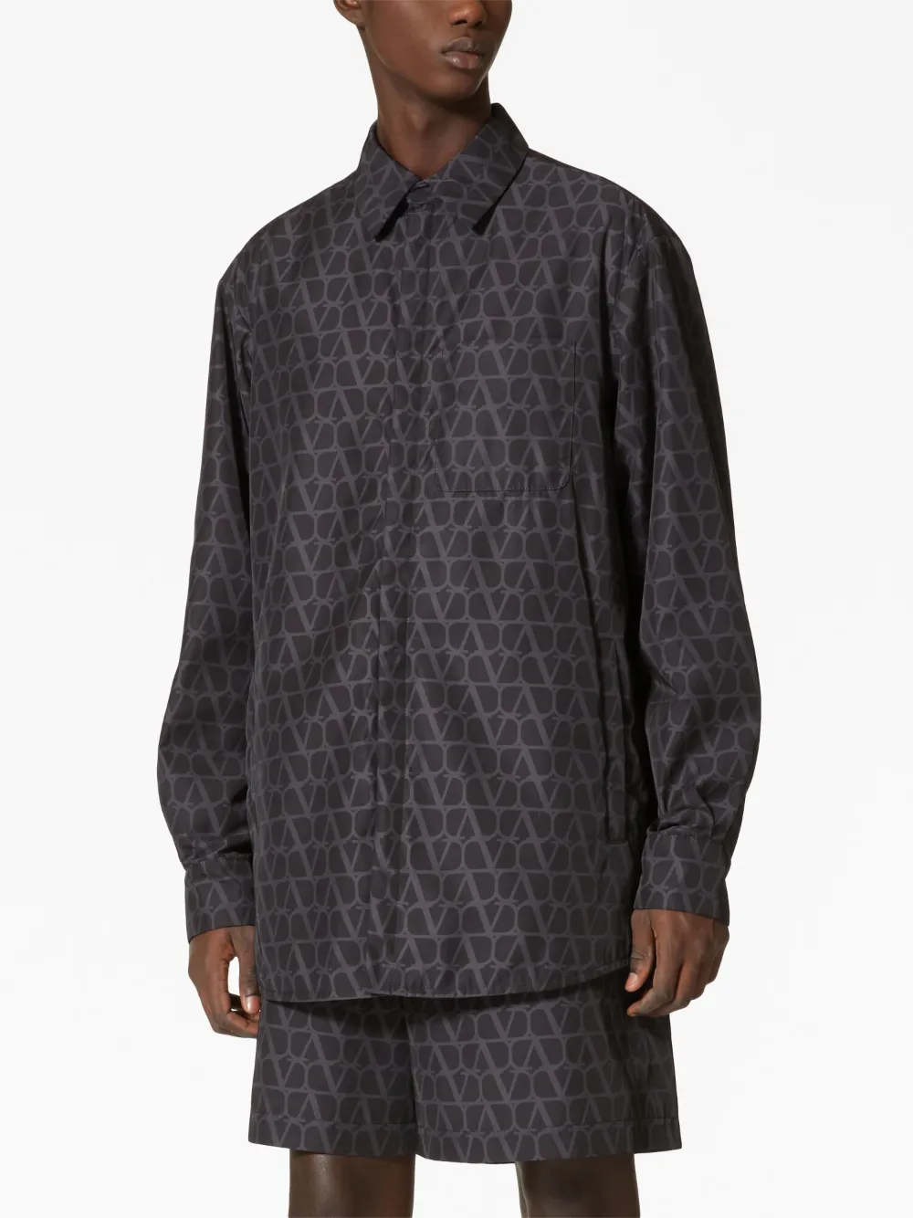 Valentino Men's Nylon Shirt Jacket With Toile Iconographe Print In ...