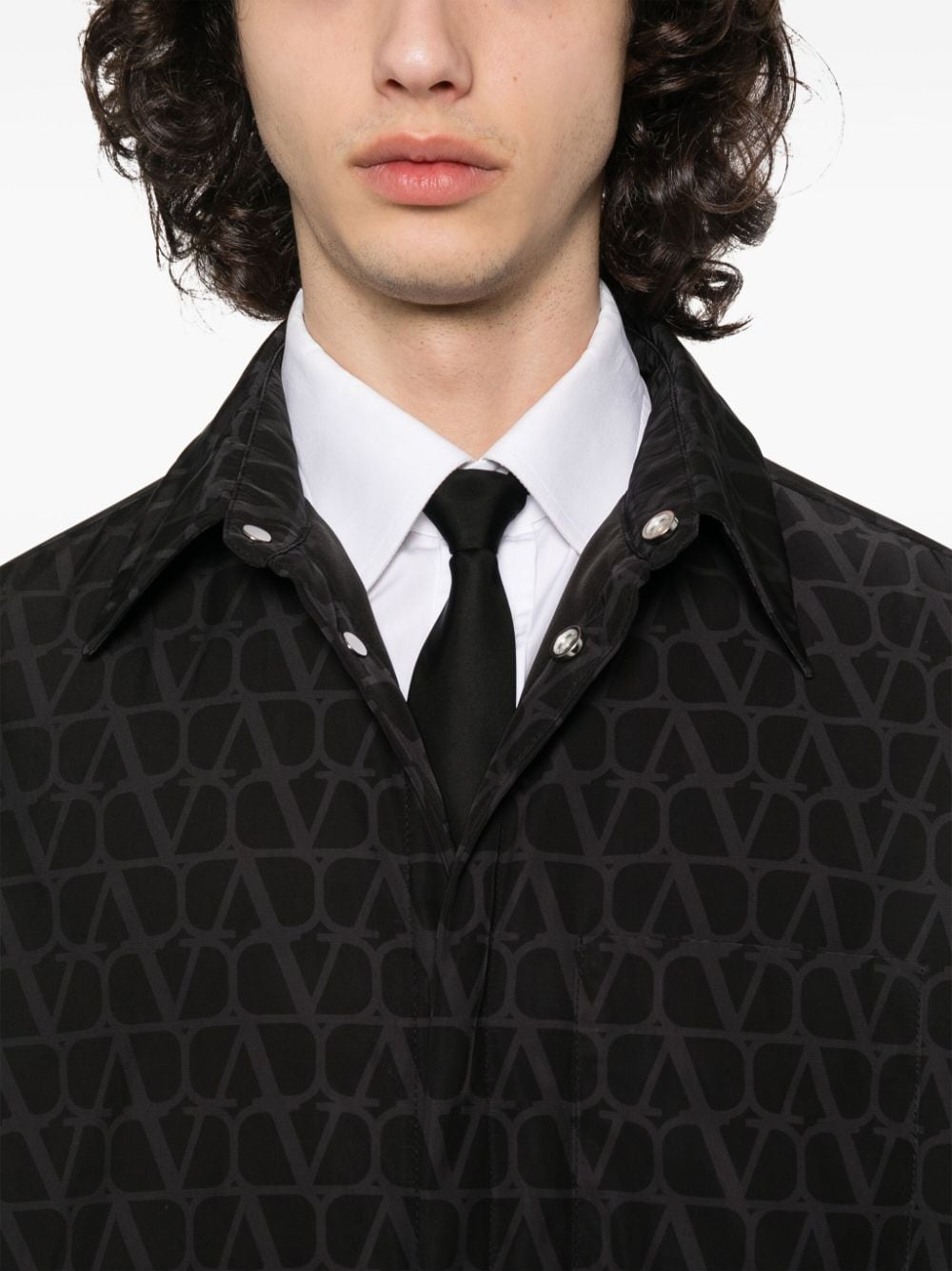 Shop Valentino Toile Iconographe Shirt Jacket In Black