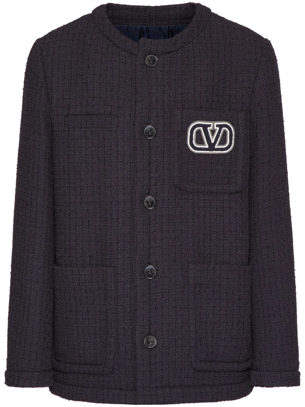 Valentino Garavani Vロゴ シグネチャー ツイードジャケット - ブルー Valentino Garavani Vロゴ シグネチャー ツイードジャケット - ブルー