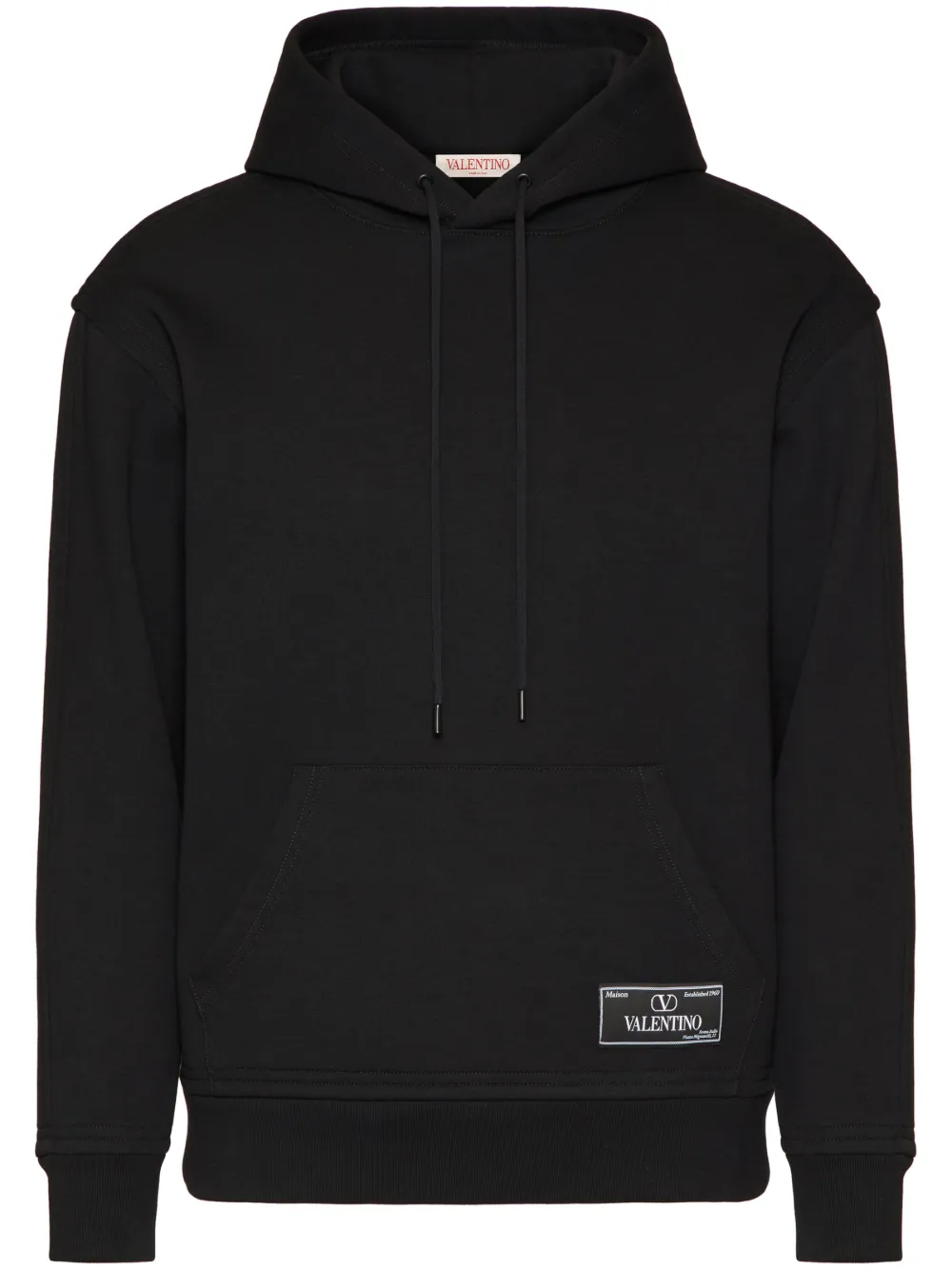 Valentino Logo-patch Hoodie In Black