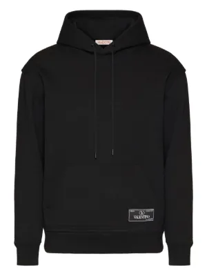 たつわ【美品】VALENTINO コントラストパネル　パーカー黒 Valentino Garavani ヴァレンティノ コントラストパネル