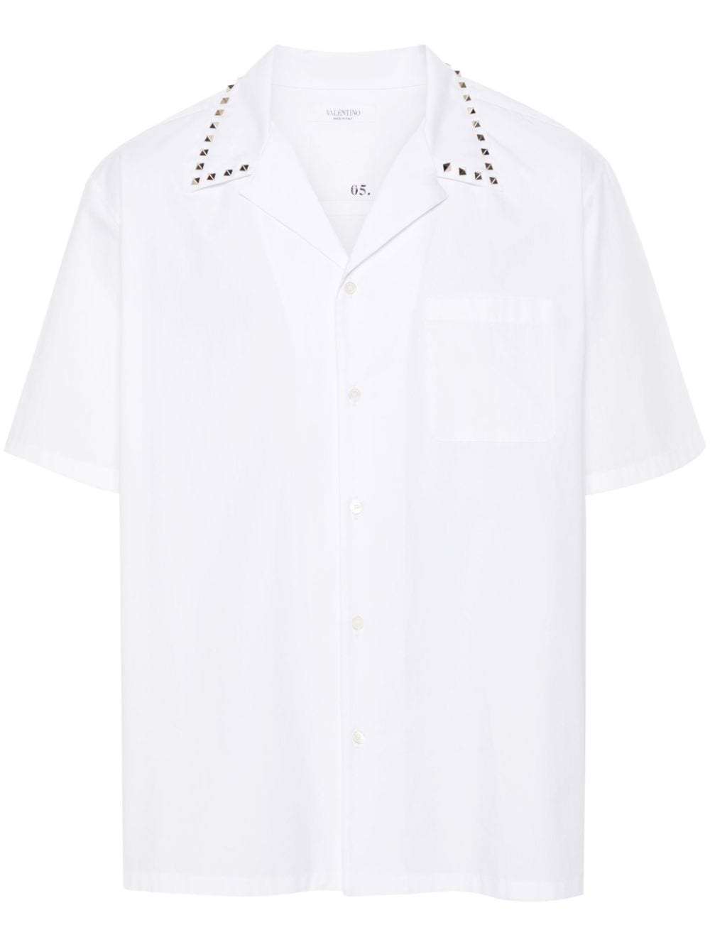 Shop Valentino Rockstud-embellished Bowling Shirt In White