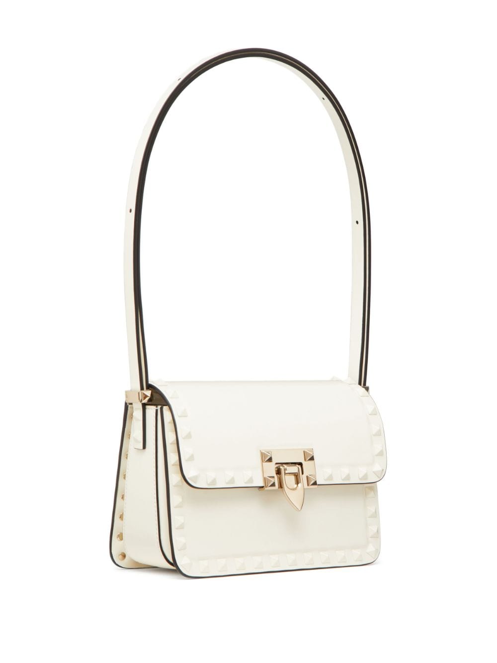 Shop Valentino Small Rockstud23 Leather Shoulder Bag In White
