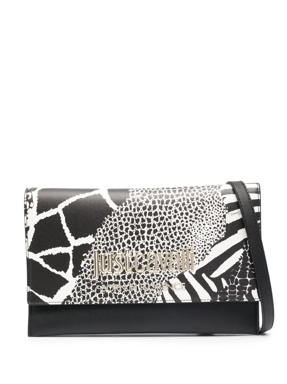 Just Cavalli Animal-print Shoulder Bag In Black