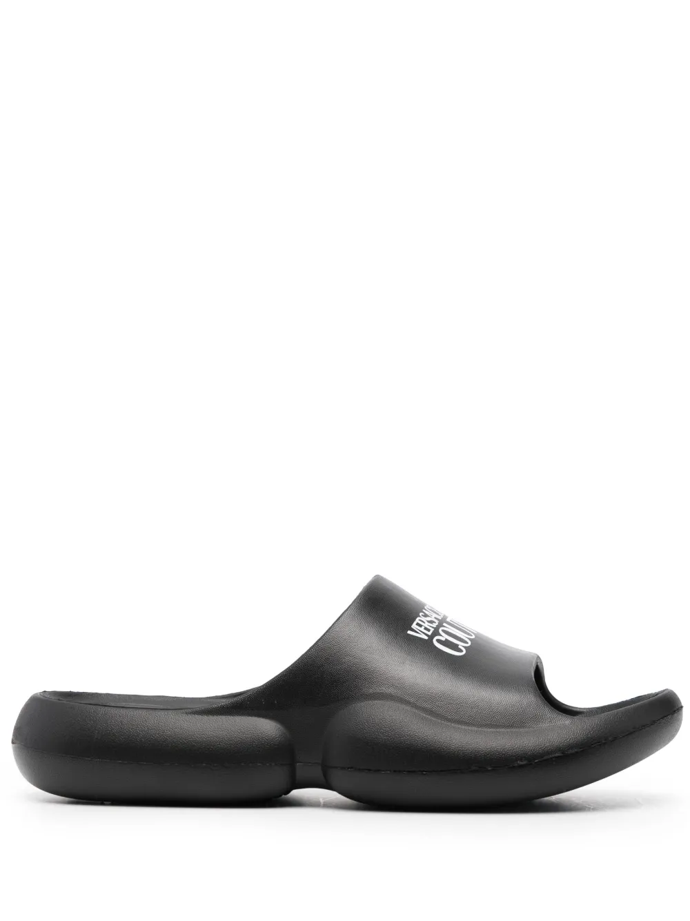 Versace Jeans Couture Men's Tago Logo Rubber Pool Slides In Black