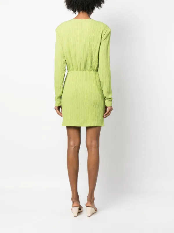 Gestuz Crease-effect Drop-Shoulder Mini Dress - Green