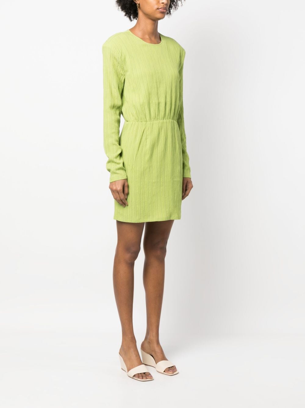 Shop Gestuz Crease-effect Drop-shoulder Dress In Green