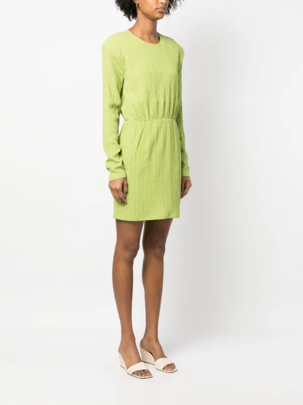 Gestuz Crease-effect Drop-shoulder Mini Dress - Green