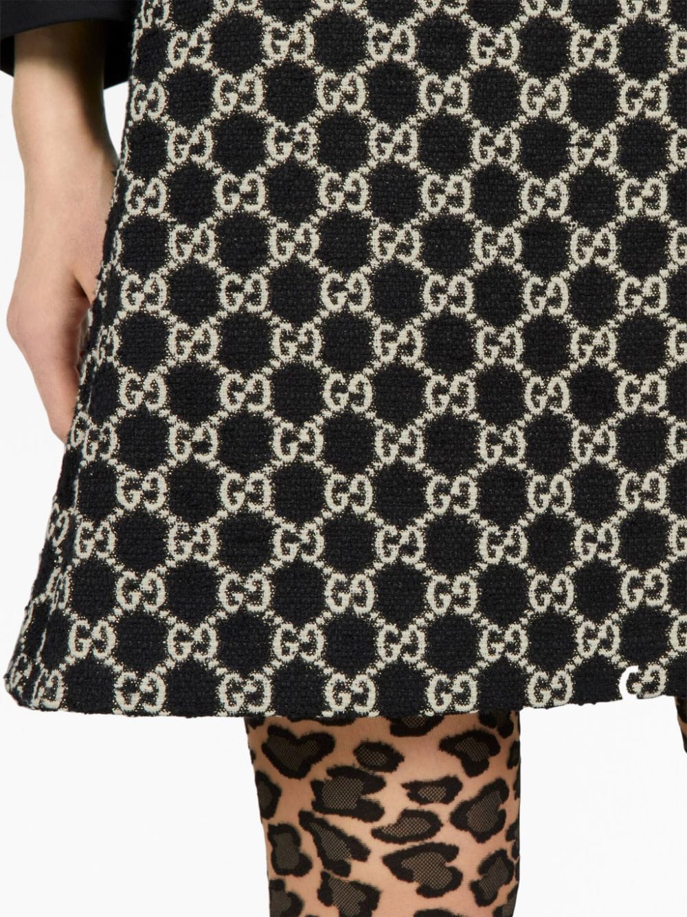 Shop Gucci Double G A-line Tweed Skirt In Black