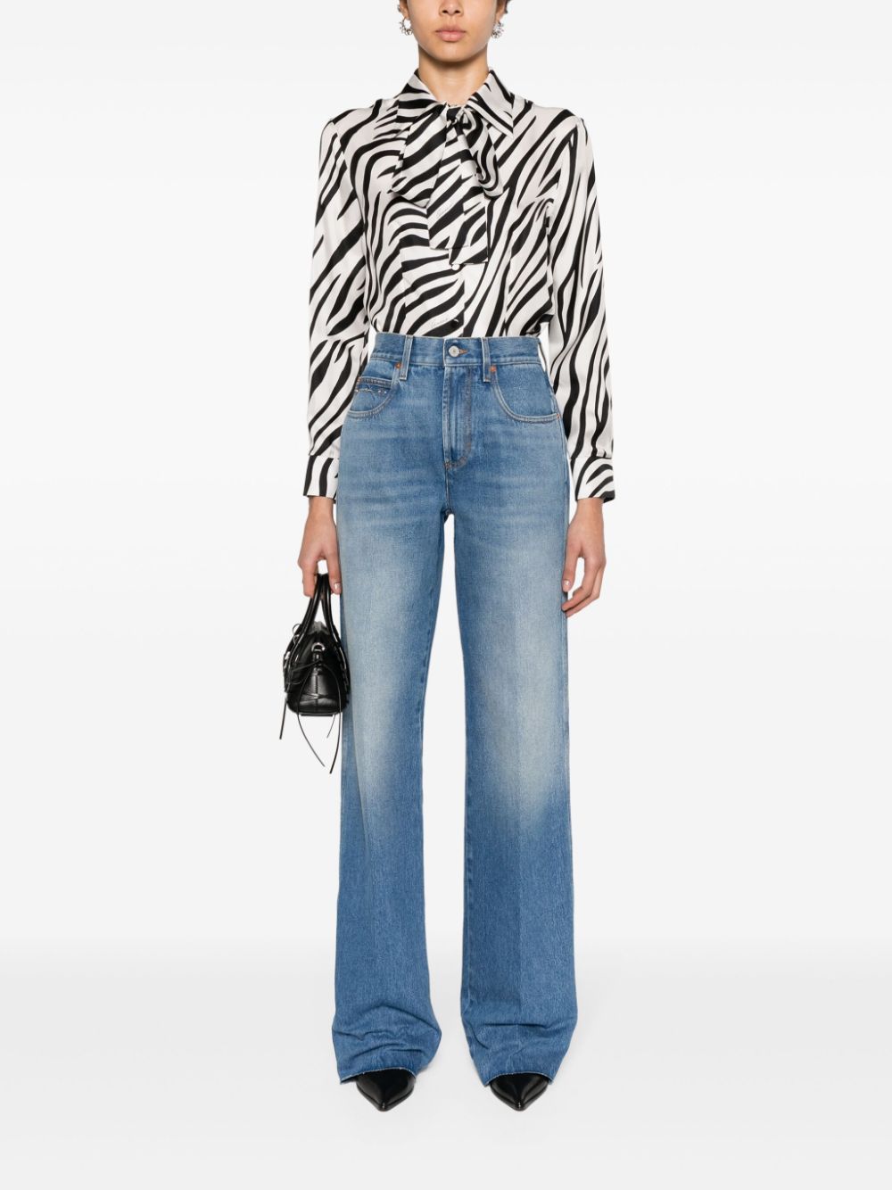 Gucci zebra-print silk shirt - Black