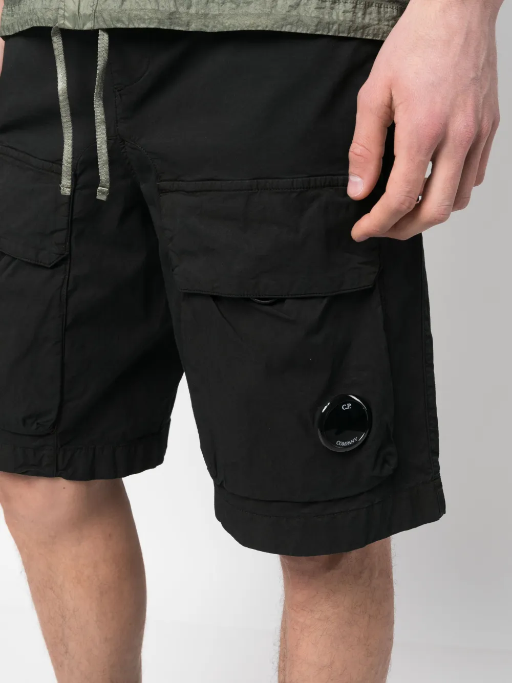 Shop C.p. Company Logo-patch Cargo Shorts In Schwarz