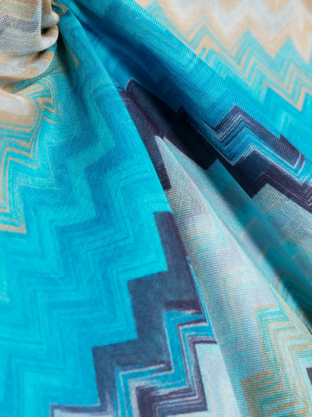 Missoni Zig-zag Print Scarf In Blau