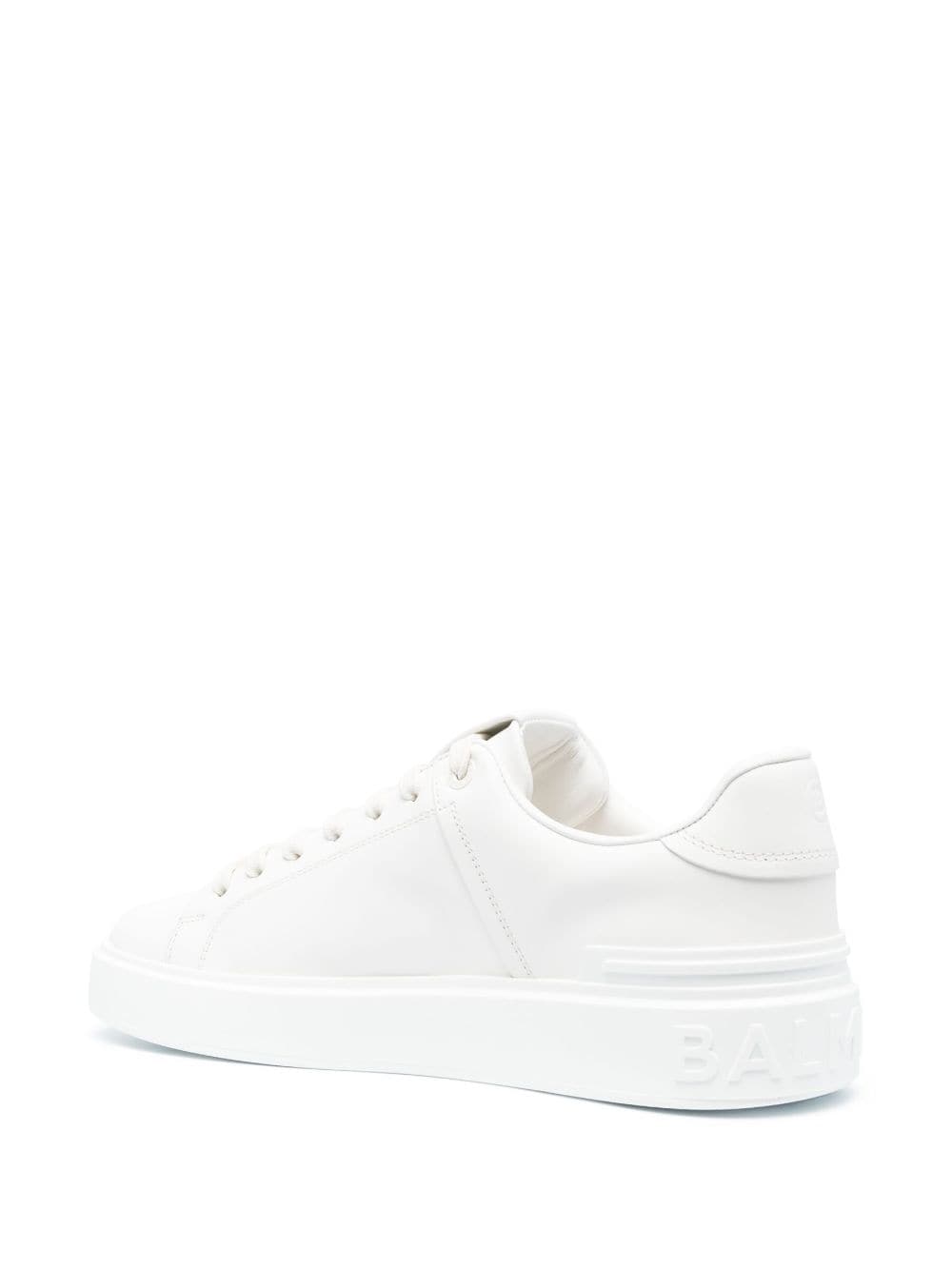 Shop Balmain B-court Leather Sneakers In Weiss