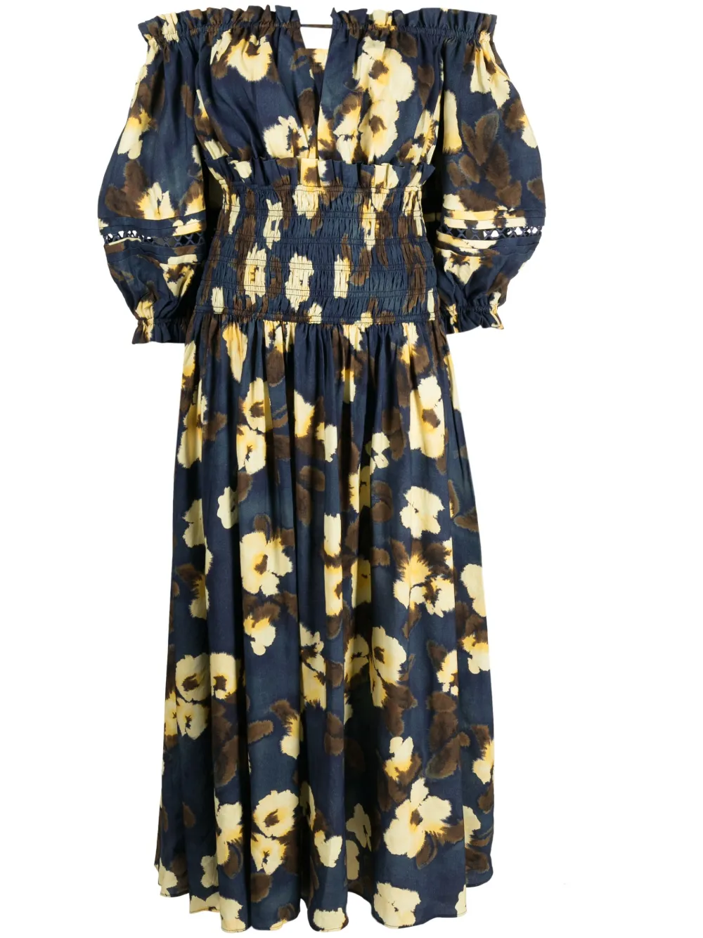 Acler Cooper Floral-print Dress In Blue