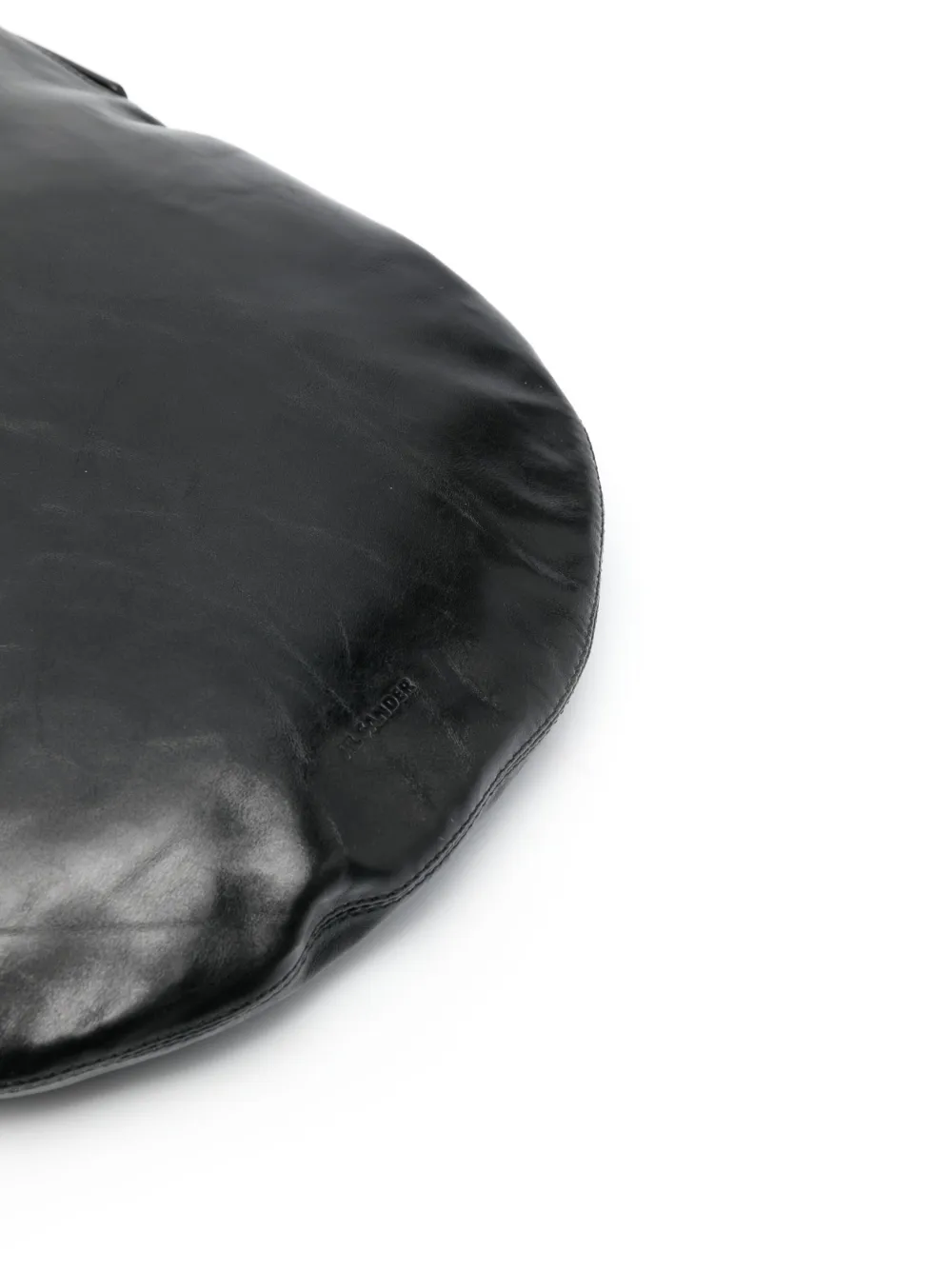 Jil Sander Crinkled Leather Shoulder Bag In Black