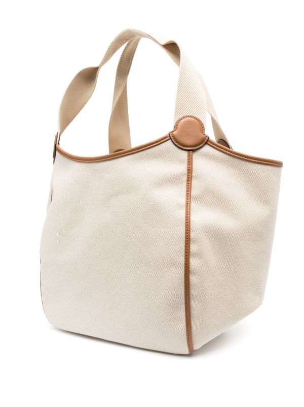 Loewe Balloon Bag One Shoulder Canvas / Calf White Brown Handbag