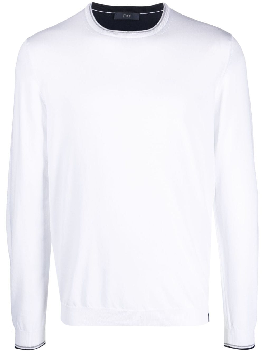 Fay long-sleeve cotton jumper - White