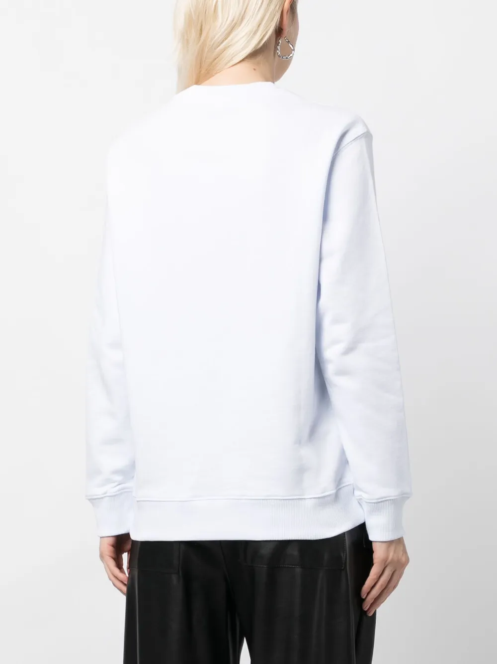 Shop Msgm Logo-embroidery Cotton Sweatshirt In White