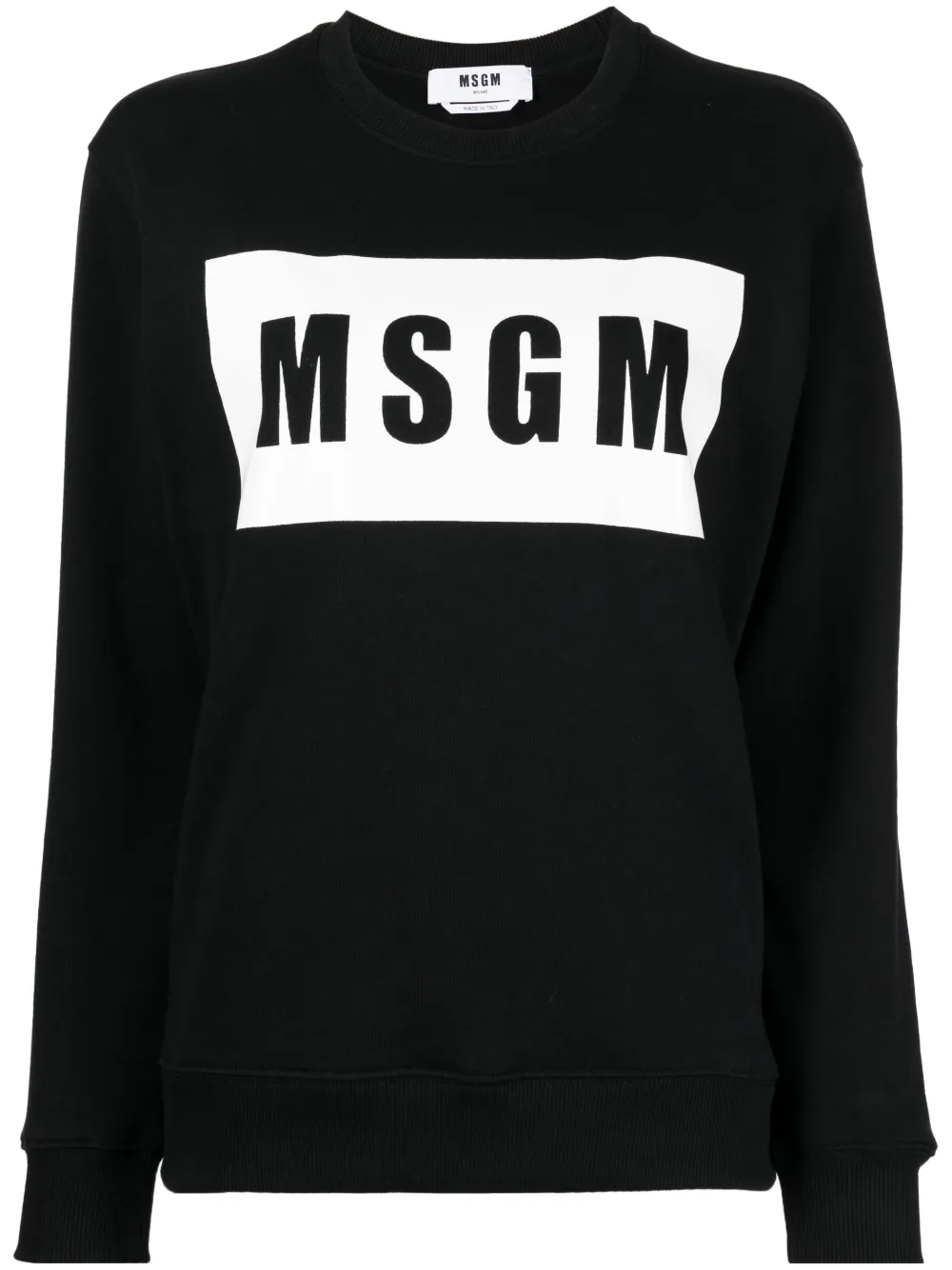 Msgm Logo-print Long-sleeve Sweatshirt In Black