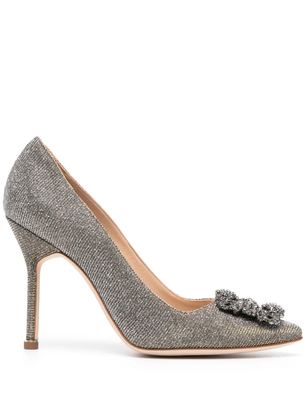 Manolo Blahnik Hangisi 105mm glitter-embellished pumps Gold