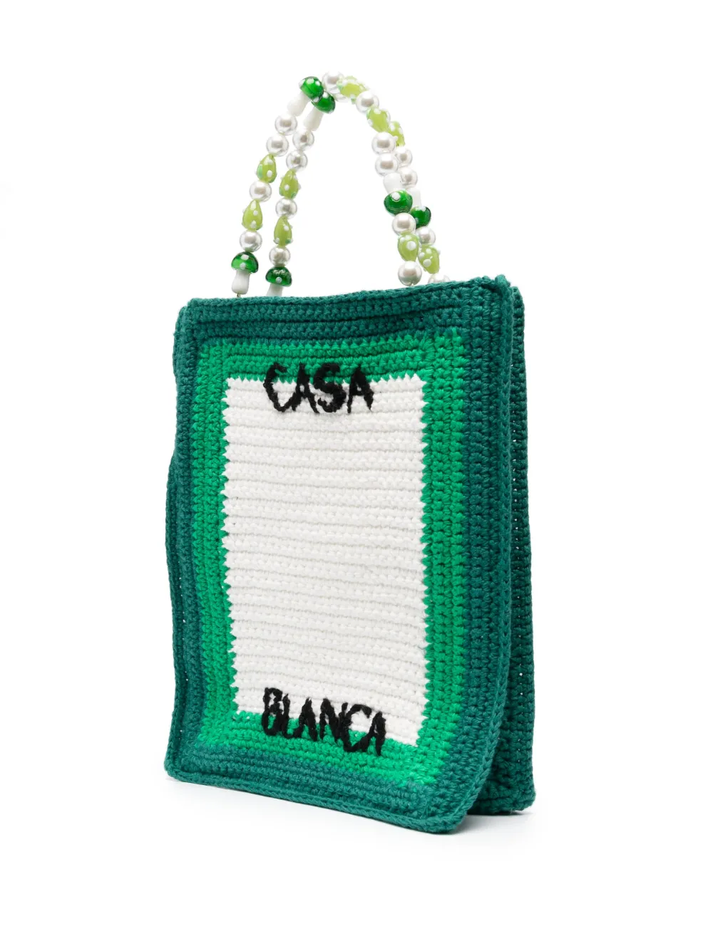 Shop Casablanca Tennis Club Crochet-knit Tote Bag In Green