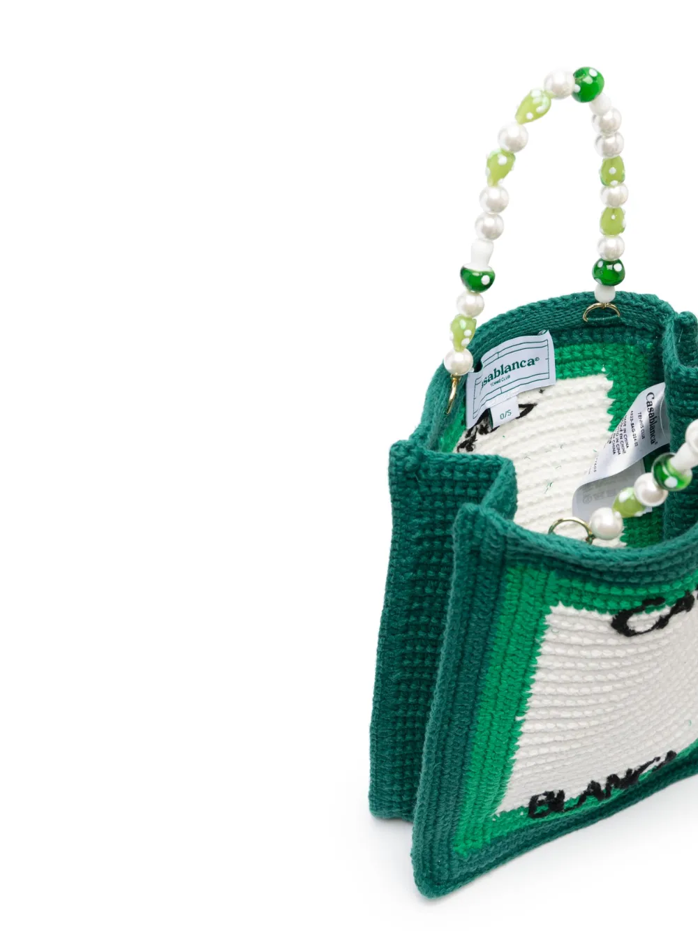 Shop Casablanca Tennis Club Crochet-knit Tote Bag In Green