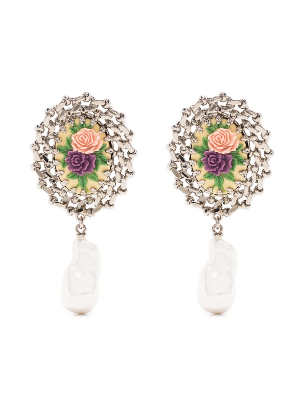 Alessandra Rich pearl-embellished clip-on Drop Earrings - Farfetch