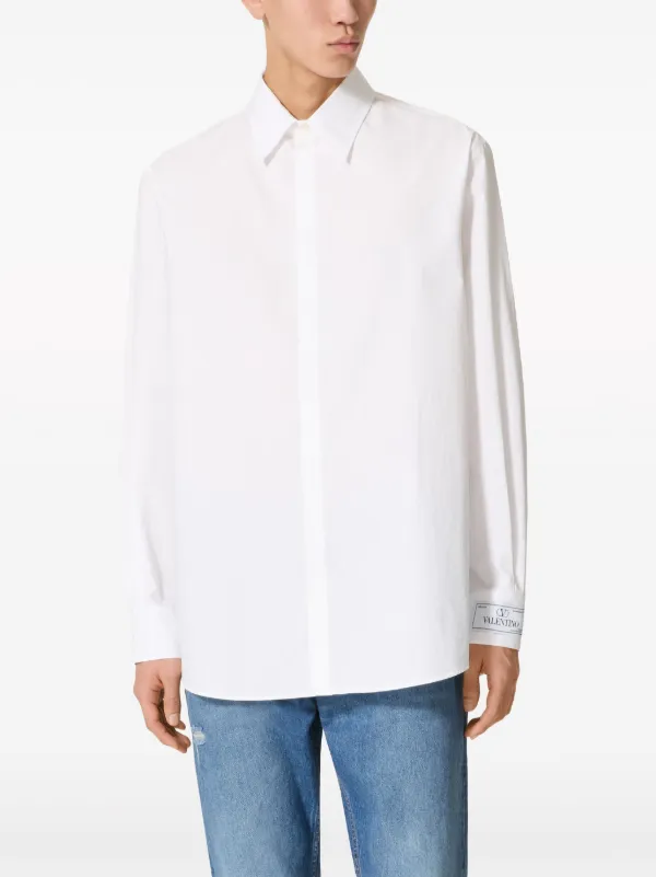 【関税＆送料込み】Valentino Garavani Cotton Long Sleeve T- Valentino Garavani long-sleeve Cotton Shirt | White