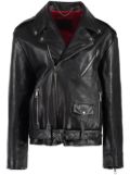 Gucci oversize biker leather jacket - Black