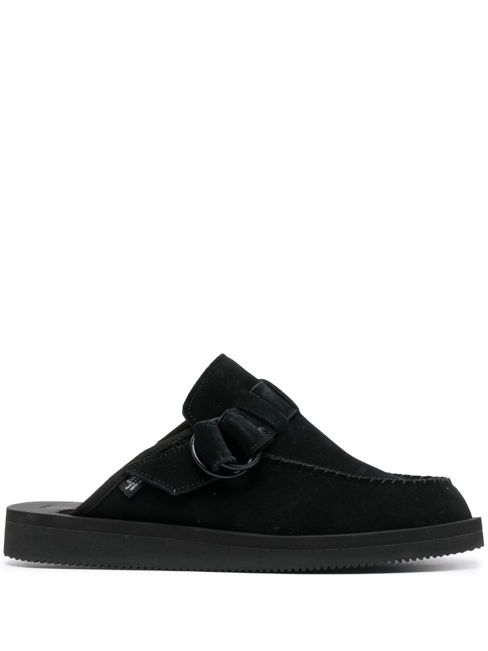 Suicoke Buckle-strap Leather Mule Sandals In Black