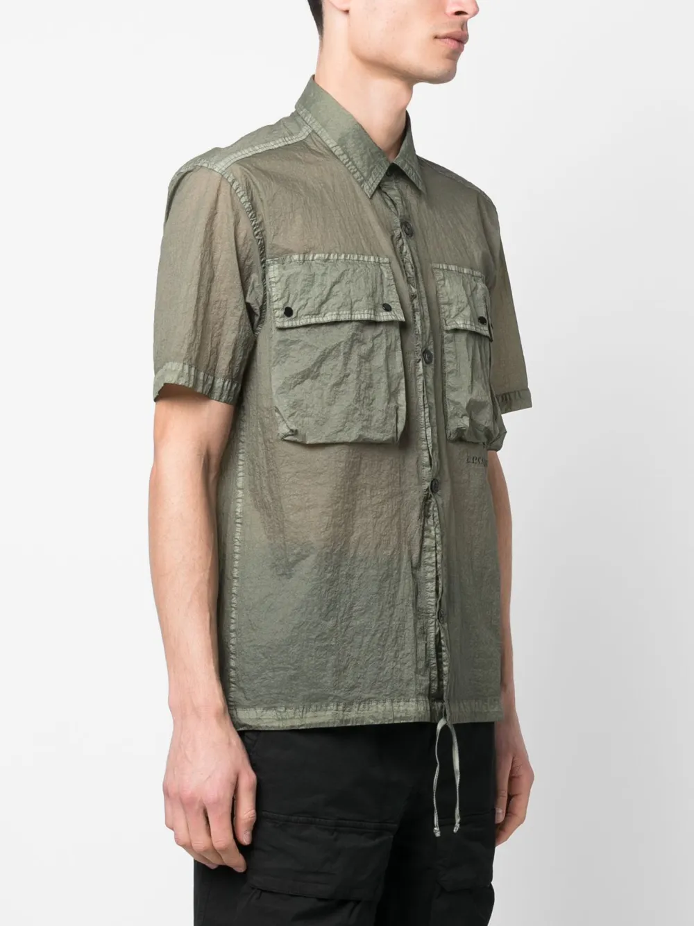 C.p. Company Cargo-pockets Semi-sheer Shirt In Grün