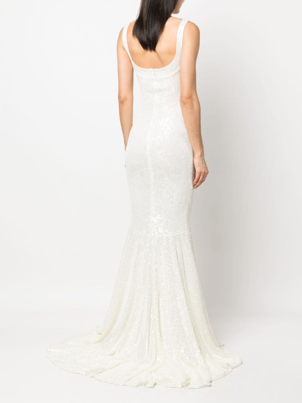 Shop Atu Body Couture Sequinned Sleeveless Mermaid Gown In White