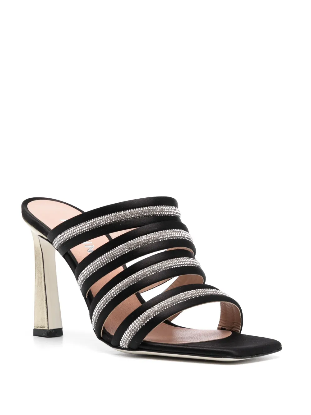 Pollini Bling Bling satijnen muiltjes - Zwart