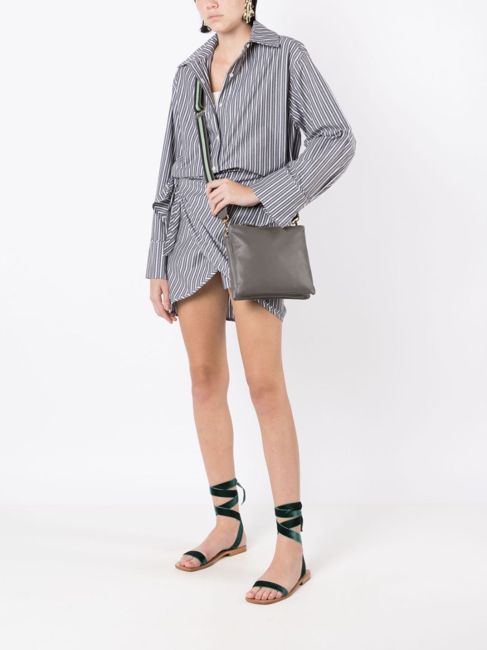 Shop Sarah Chofakian Barbara Leather Crossbody Bag In Grey