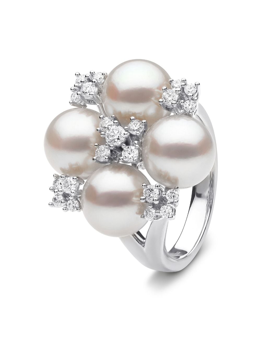 18kt white gold Raindrop pearl and diamond ring