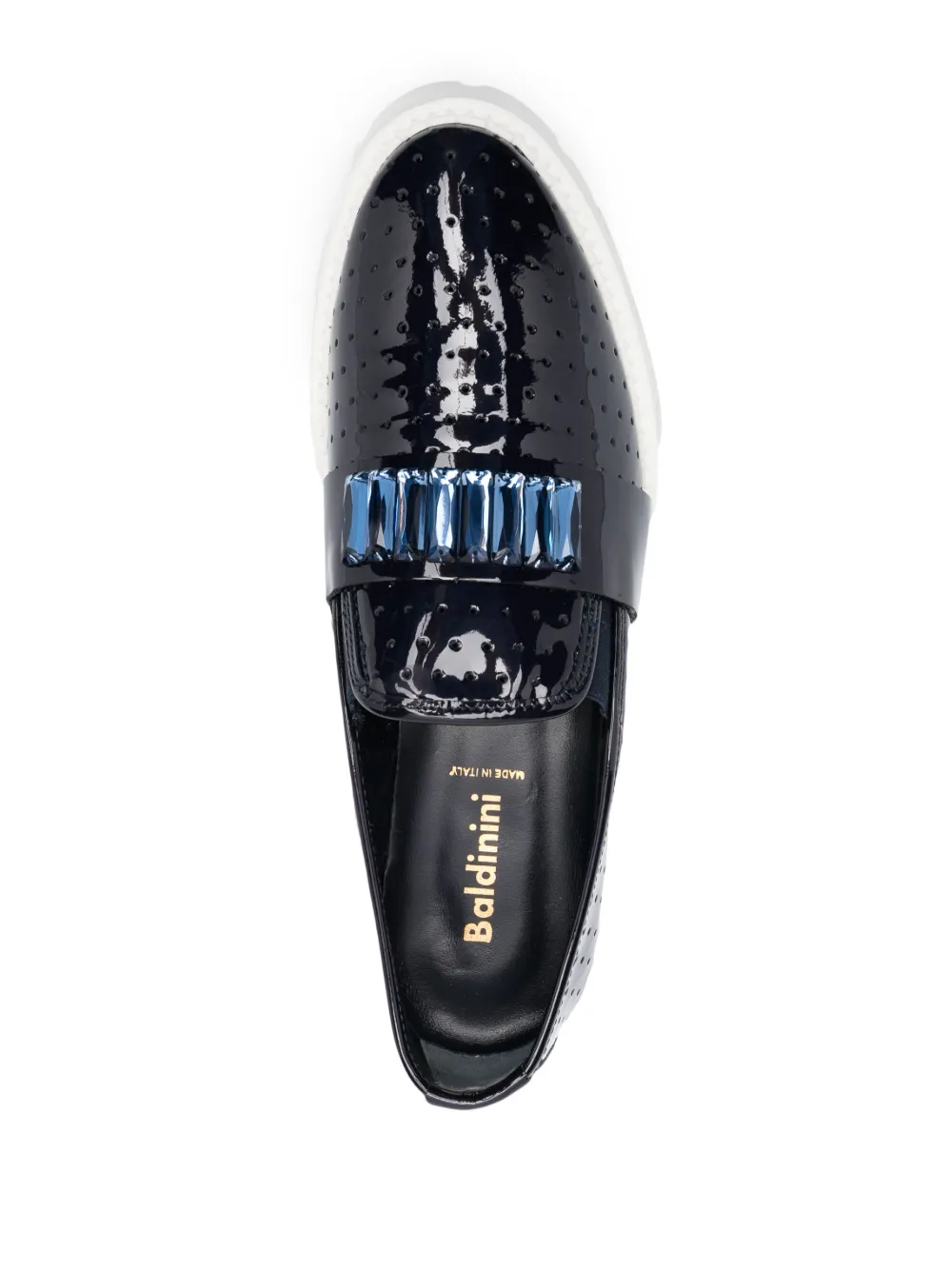 Baldinini Bead-detail Leather Loafers In Blue