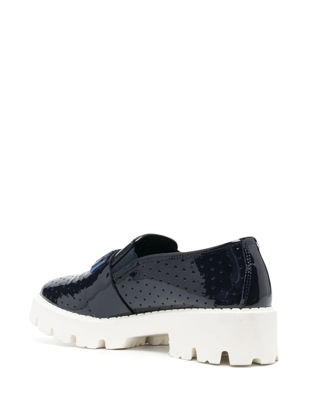 Baldinini Bead-detail Leather Loafers In Blue