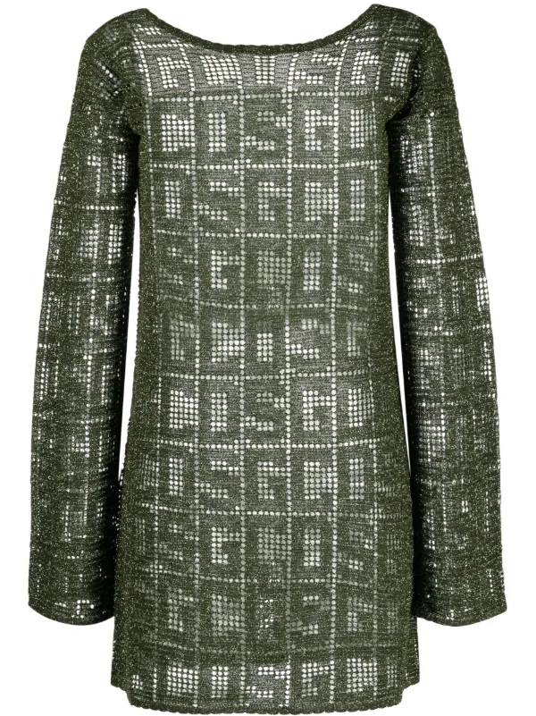 Gcds Monogram Knit Minidress - Green