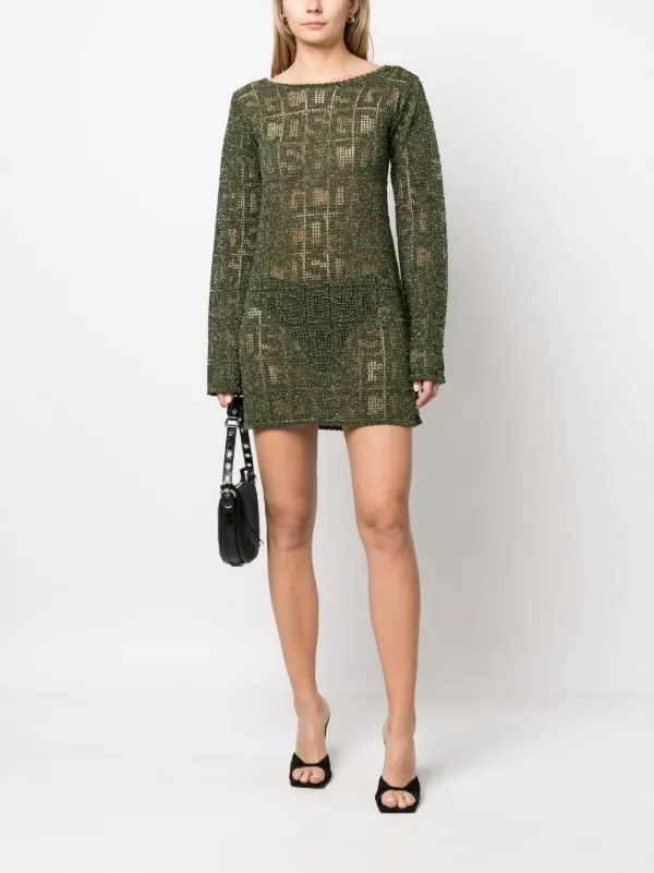 gcds green dress Monogram Macramé : Women Dress Military atf-sm-8.15.25