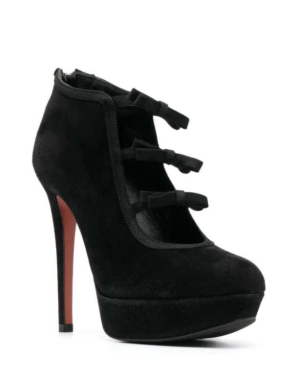 Baldinini 130mm bow-detail Suede Pumps Black FARFETCH