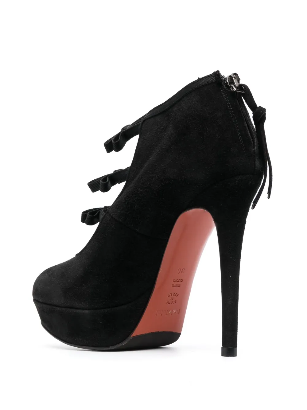 Baldinini Bow-detail Suede Ankle Boots In Schwarz