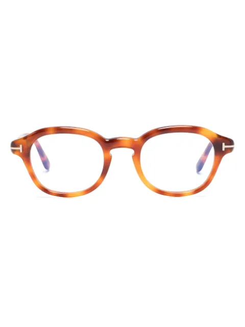 TOM FORD Eyewear tortoiseshell-effect oval-frame glasses