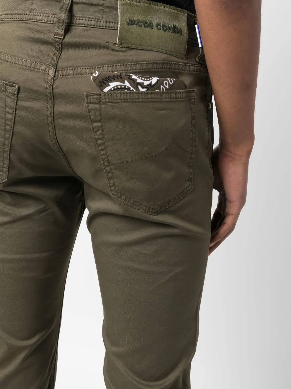 Jacob Cohen Contrast-pocket Tapered-leg Trousers In Green