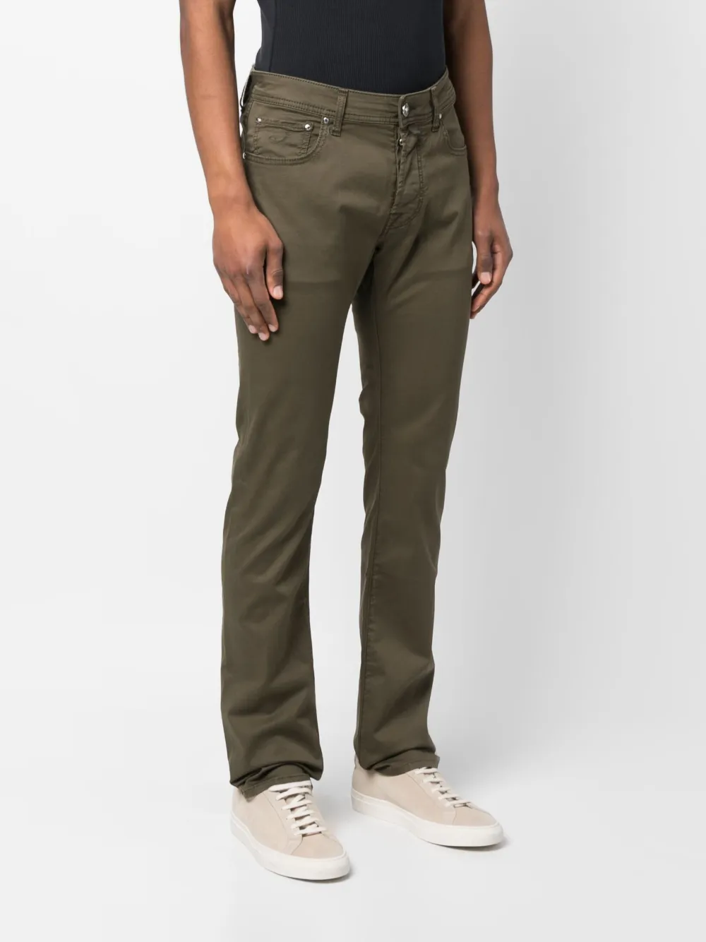 Jacob Cohen Contrast-pocket Tapered-leg Trousers In Green