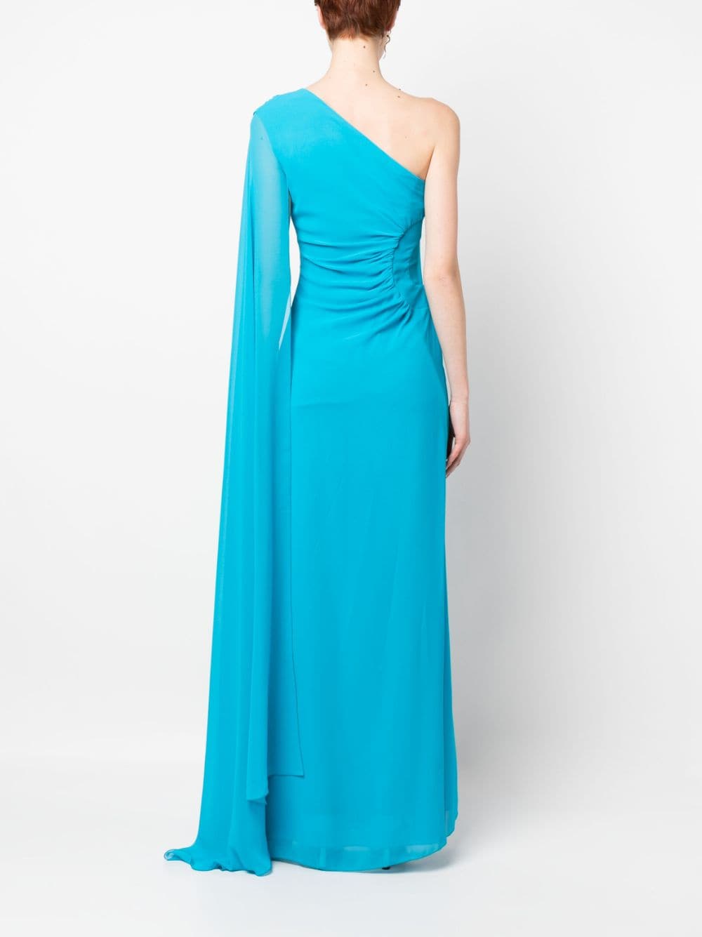 Shop Blanca Vita Azzeruolo Draped Sleeve Maxi Dress In Blue