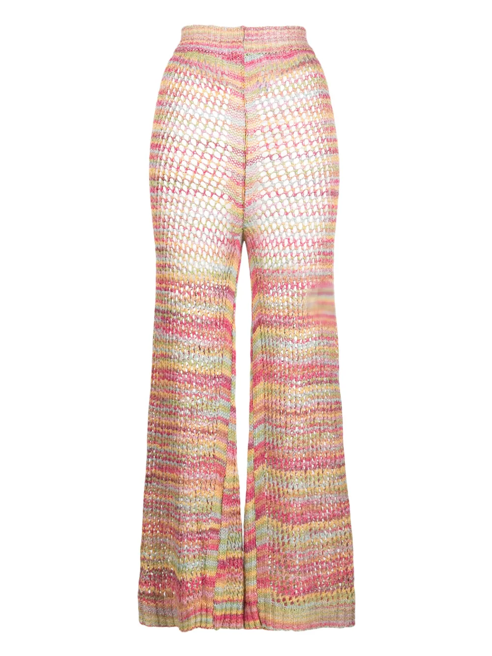 Shop Laneus Flared Open-knit Trousers In Pink